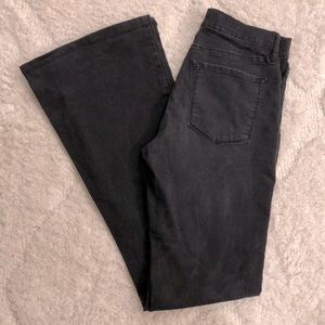 O2 jeans. Stretchy denim, flare leg, low rise.